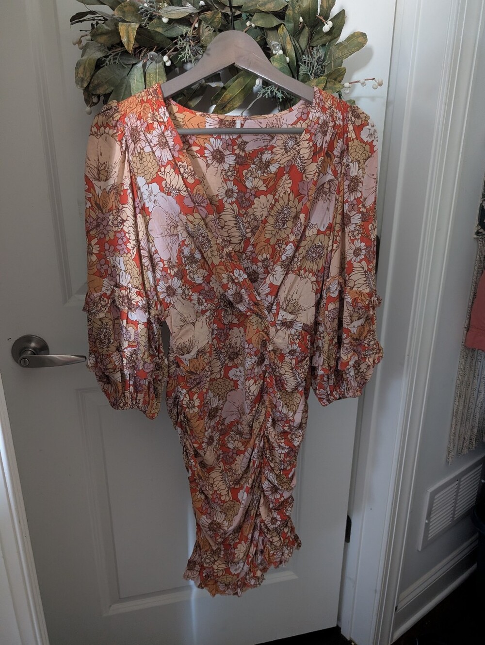 Gorgeous Free People Bohemian Botanical Floral Print Ruched Dress Size 0